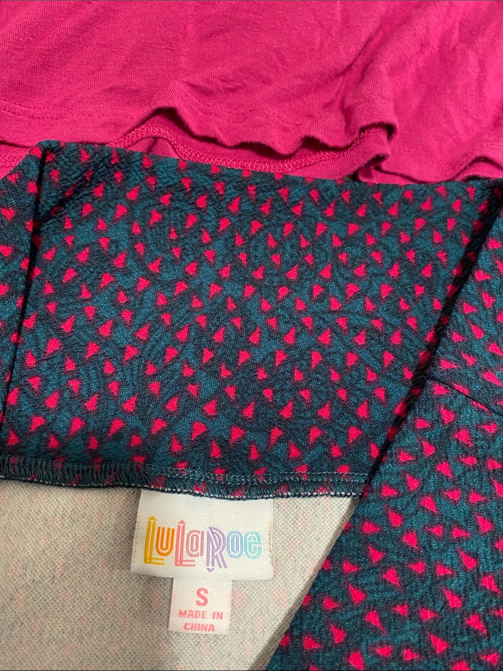 Women’s Fitted Pencil Skirt in Navy with Pink Dot Print and a pink turtleneck - Picture 3 of 3